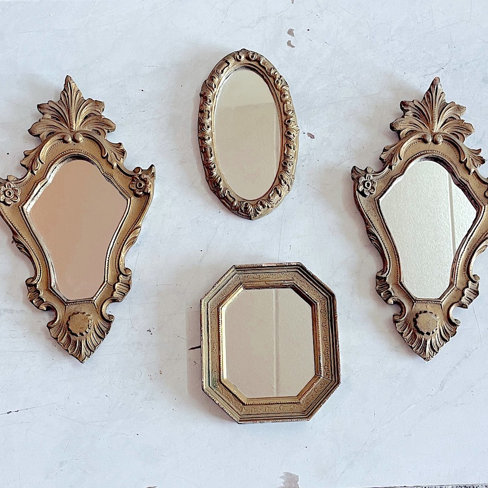 Gold and Rare Antique Mirrors. Lot of 4
